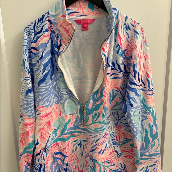 Lilly Pulitzer Skipper Popover Half Zip in Kaleidoscope Coral Size Small - Picture 5 of 10